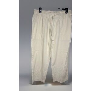 Coofandy Pants Men's 3X Cream Drawstring Wide Leg Linen Blend Casual Slack 38x30